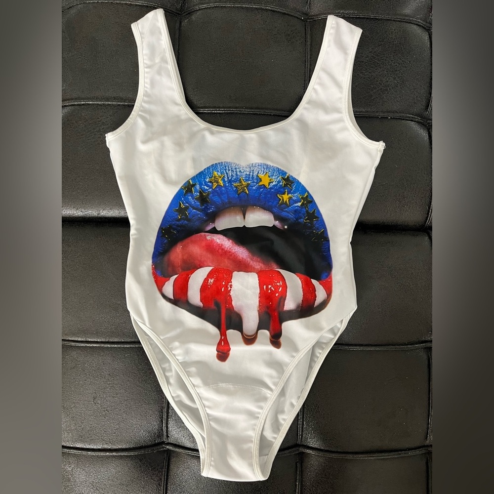 Perlei white one piece bathing suit